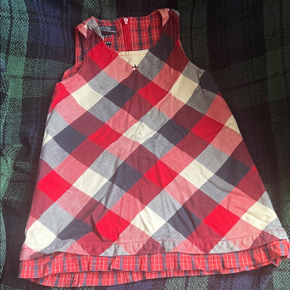 Tommy Hilfiger Red and Gray Plaid Kids Dress